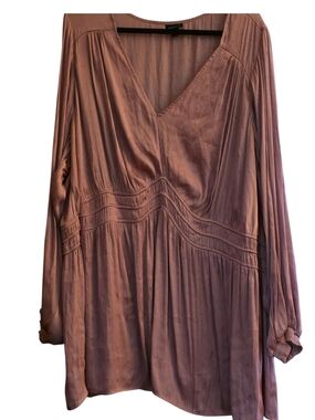 torrid Dusty Mauve V-Neck Pleated Tunic